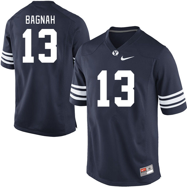 Men #13 Isaiah Bagnah BYU Cougars College Football Jerseys Stitched-Navy - Click Image to Close
